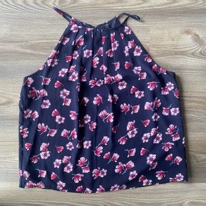 Floral High Neck Sleeveless Blouse